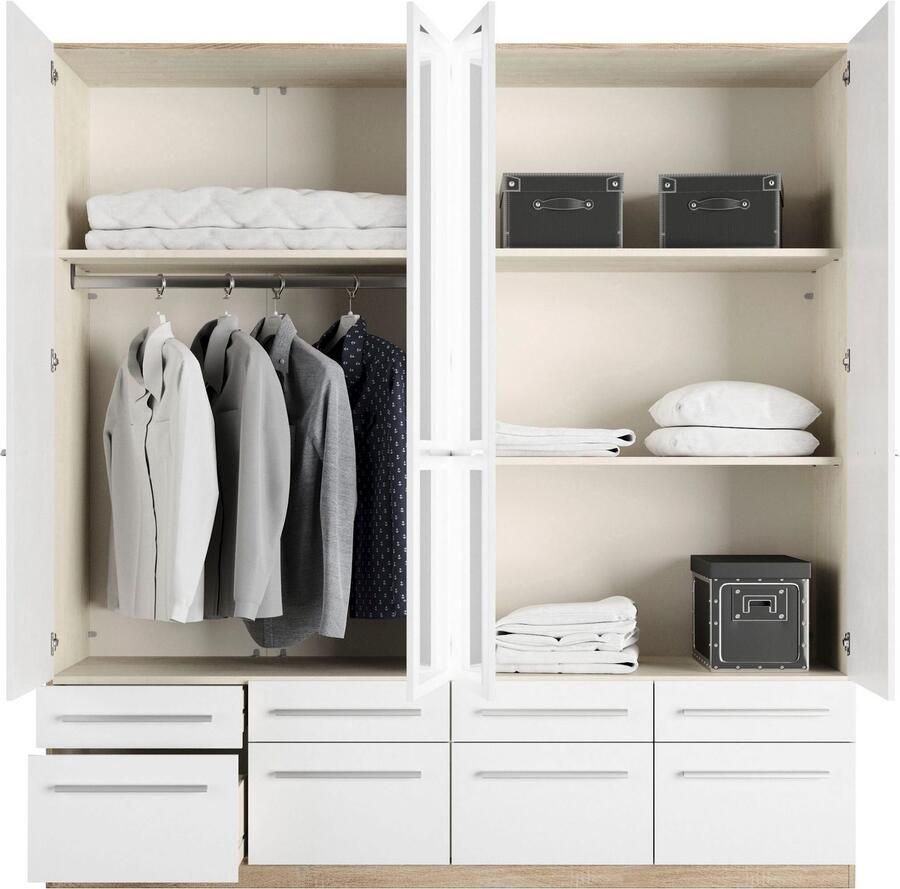 Priess Kledingkast Kast garderobe waskast Barcelona in 5 breedtes veel opbergruimte ruime lades met spiegel made in germany - Foto 2