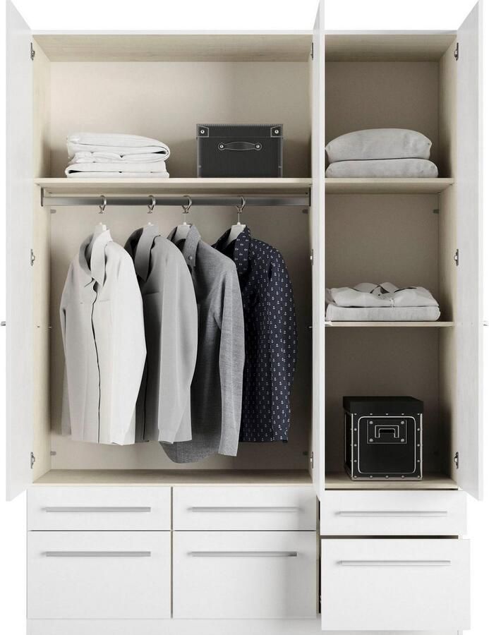 Priess Kledingkast Kast garderobe waskast Barcelona in 5 breedtes veel opbergruimte ruime lades met spiegel made in germany - Foto 2