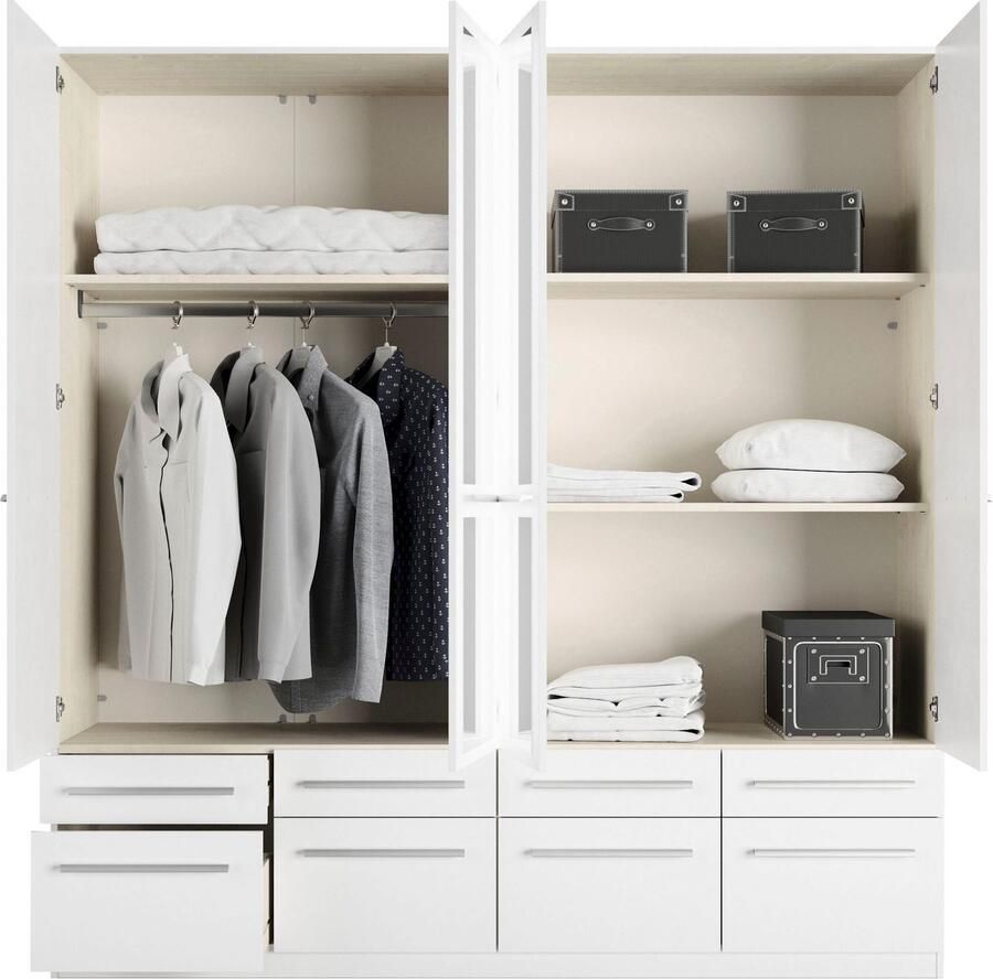 Priess Kledingkast Kast garderobe waskast Barcelona in 5 breedtes veel opbergruimte ruime lades met spiegel made in germany - Foto 2