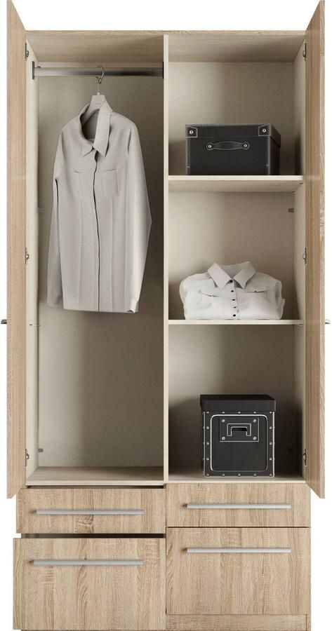 Priess Kledingkast Kast garderobe waskast Barcelona in 5 breedtes veel opbergruimte ruime lades met spiegel made in germany - Foto 9