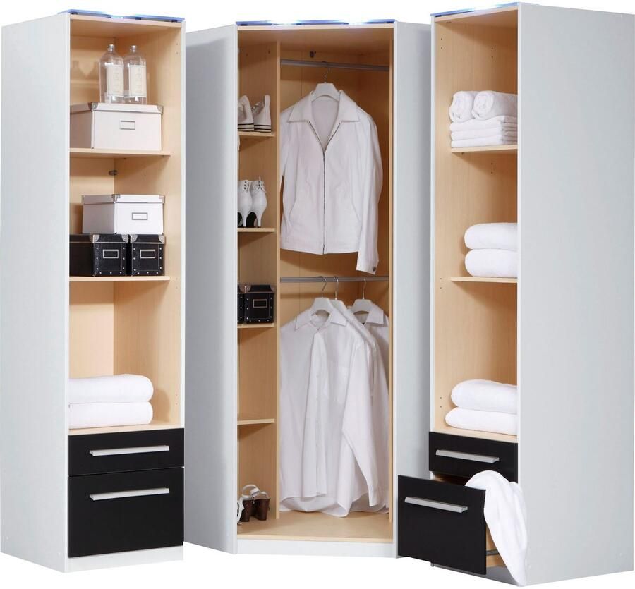 Priess Kledingkast Kast garderobe waskast Barcelona in 5 breedtes veel opbergruimte ruime lades met spiegel made in germany