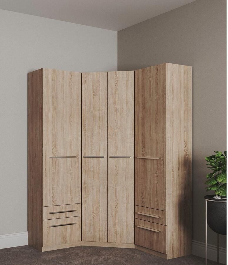 Priess Kledingkast Kast garderobe waskast Barcelona in 5 breedtes veel opbergruimte ruime lades met spiegel made in germany - Foto 2