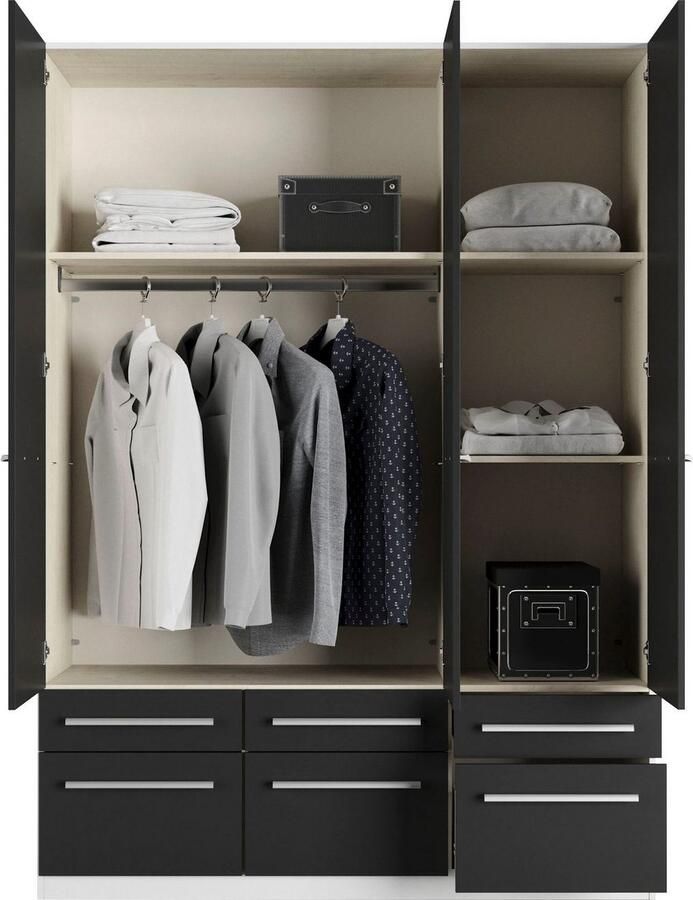 Priess Kledingkast Kast garderobe waskast Barcelona in 5 breedtes veel opbergruimte ruime lades met spiegel made in germany