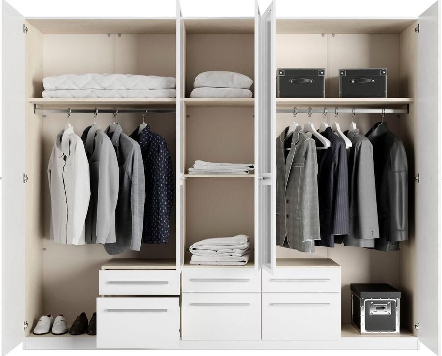 Priess Kledingkast Kast garderobe waskast Barcelona in 5 breedtes veel opbergruimte ruime lades met spiegel made in germany - Foto 6