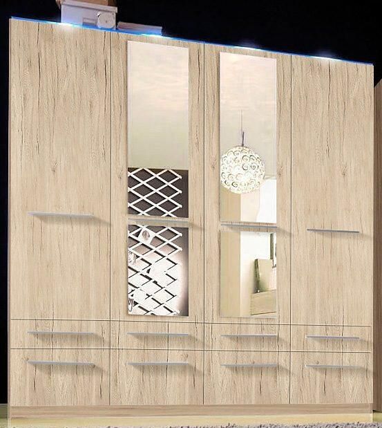 Priess Kledingkast Kast garderobe waskast Barcelona in 5 breedtes veel opbergruimte ruime lades met spiegel made in germany - Foto 8