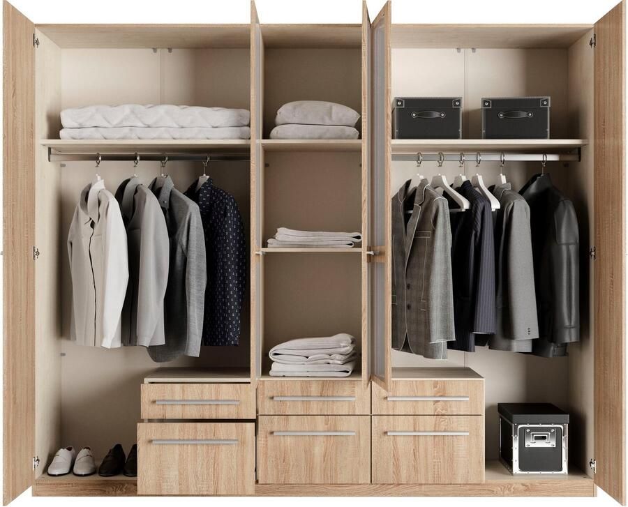 Priess Kledingkast Kast garderobe waskast Barcelona in 5 breedtes veel opbergruimte ruime lades met spiegel made in germany - Foto 5
