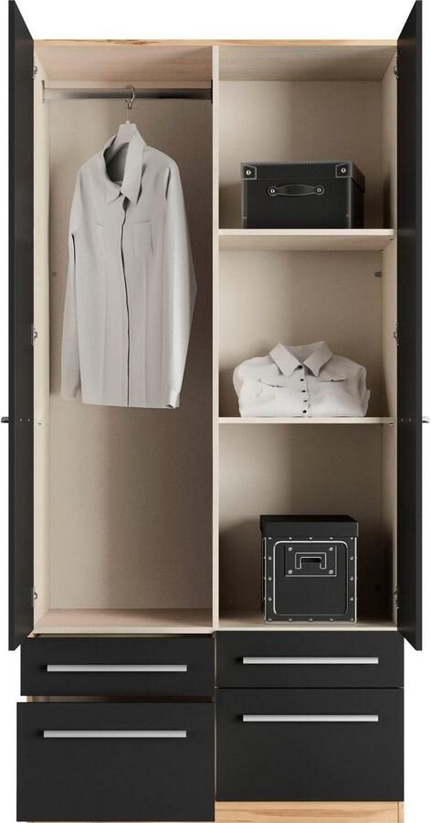Priess Kledingkast Kast garderobe waskast Barcelona in 5 breedtes veel opbergruimte ruime lades met spiegel made in germany - Foto 4