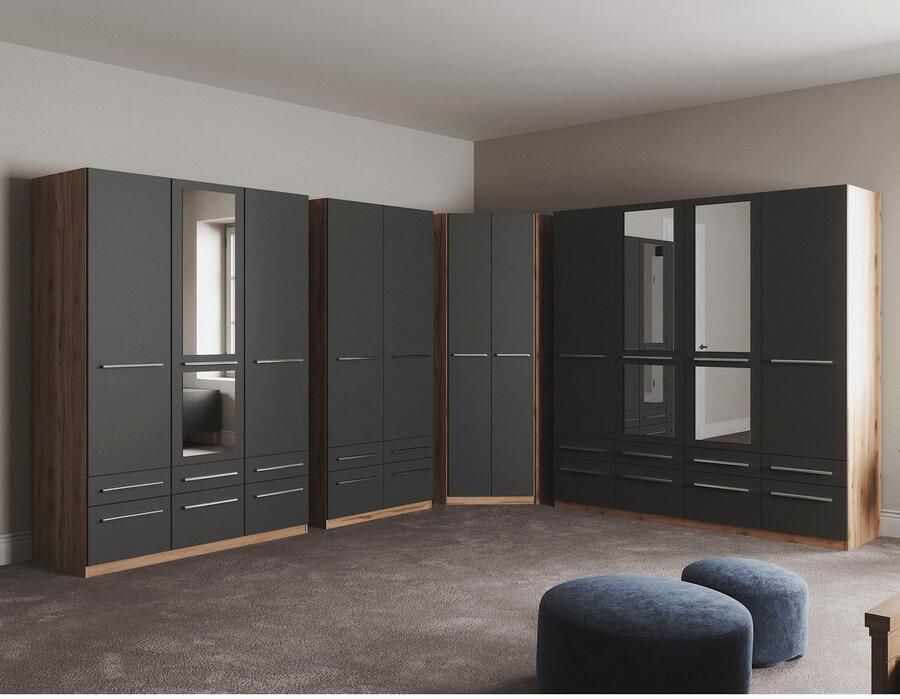 Priess Kledingkast Kast garderobe waskast Barcelona in 5 breedtes veel opbergruimte ruime lades met spiegel made in germany - Foto 2
