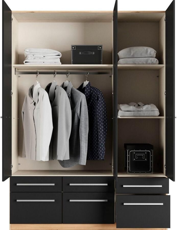 Priess Kledingkast Kast garderobe waskast Barcelona in 5 breedtes veel opbergruimte ruime lades met spiegel made in germany - Foto 2