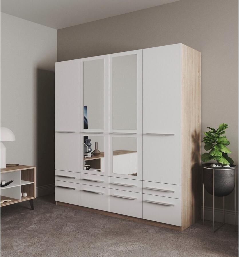 Priess Kledingkast Kast garderobe waskast Barcelona in 5 breedtes veel opbergruimte ruime lades met spiegel made in germany - Foto 3