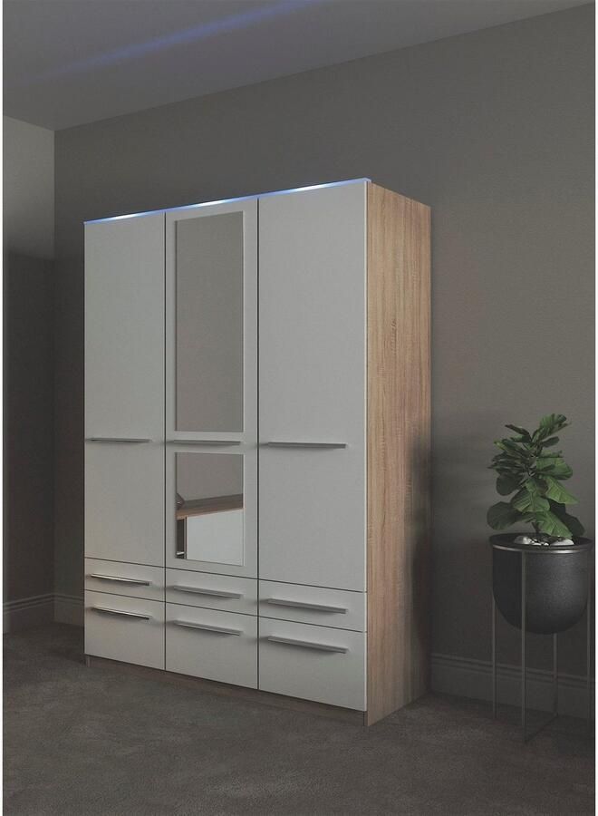 Priess Kledingkast Kast garderobe waskast Barcelona in 5 breedtes veel opbergruimte ruime lades met spiegel made in germany - Foto 4