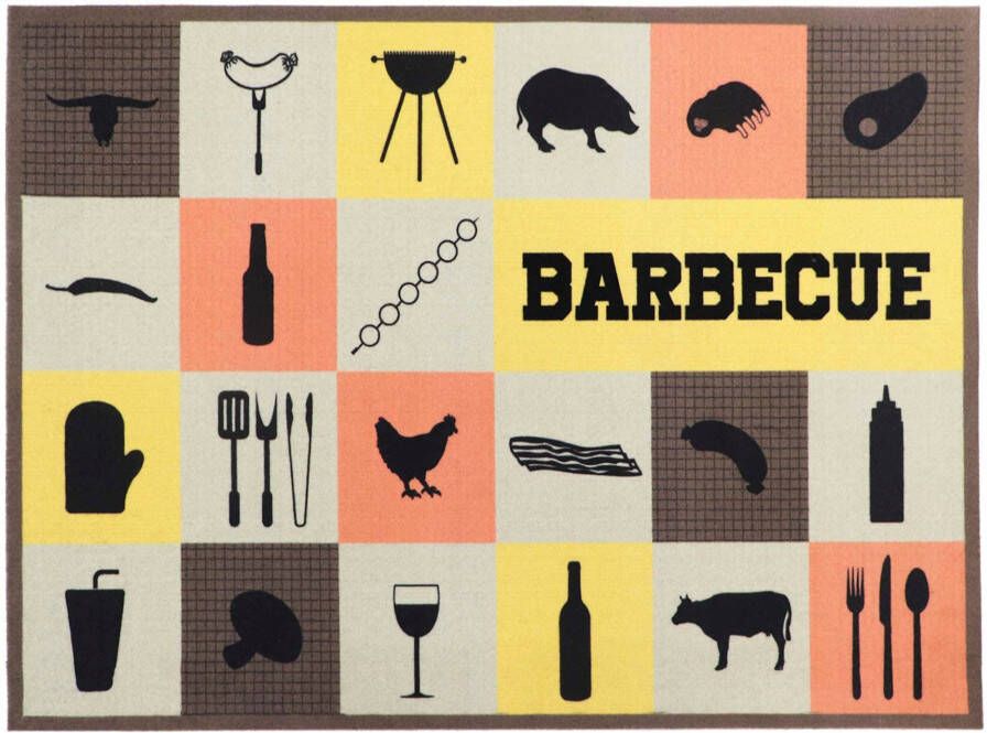 Primaflor-Ideen in Textil Mat BBQ grillmat BARBECUE CHECKS Barbecuemat ideaal als vloerbescherming met tekst antislip wasbaar - Foto 8