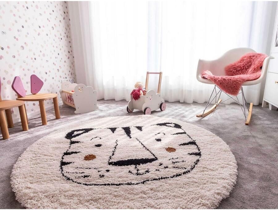 Primaflor-Ideen in Textil Kindervloerkleed NOMAD Whiter Tiger Hoogpolig motief tijger zacht & knuffelig kinderkamer - Foto 2