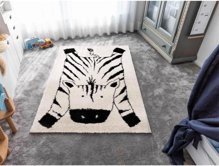 Primaflor-Ideen in Textil Kindervloerkleed NOMAD Zebra Hoogpolig motief zebra zacht & knuffelig kinderkamer
