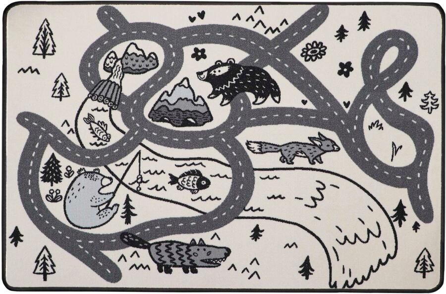 Primaflor-Ideen in Textil Kindervloerkleed Retro boswegen Korte pool straten-speelkleed motief bospaden kinderkamer - Foto 6