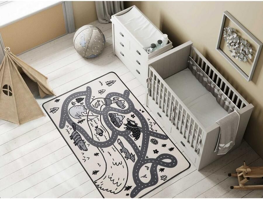 Primaflor-Ideen in Textil Kindervloerkleed Retro boswegen Korte pool straten-speelkleed motief bospaden kinderkamer - Foto 3