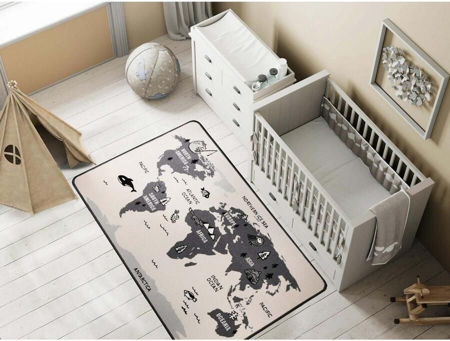 Primaflor-Ideen in Textil Kindervloerkleed Retro wereldkaart Motief wereldkaart kinderkamer - Foto 2