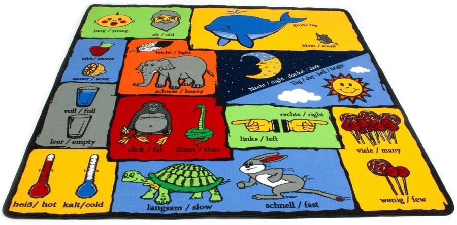 Primaflor-Ideen in Textil Kindervloerkleed TEGENSTELLINGEN gemaakt in België Educatief speelkleed tegenstellingen leren kinderkamer - Foto 6