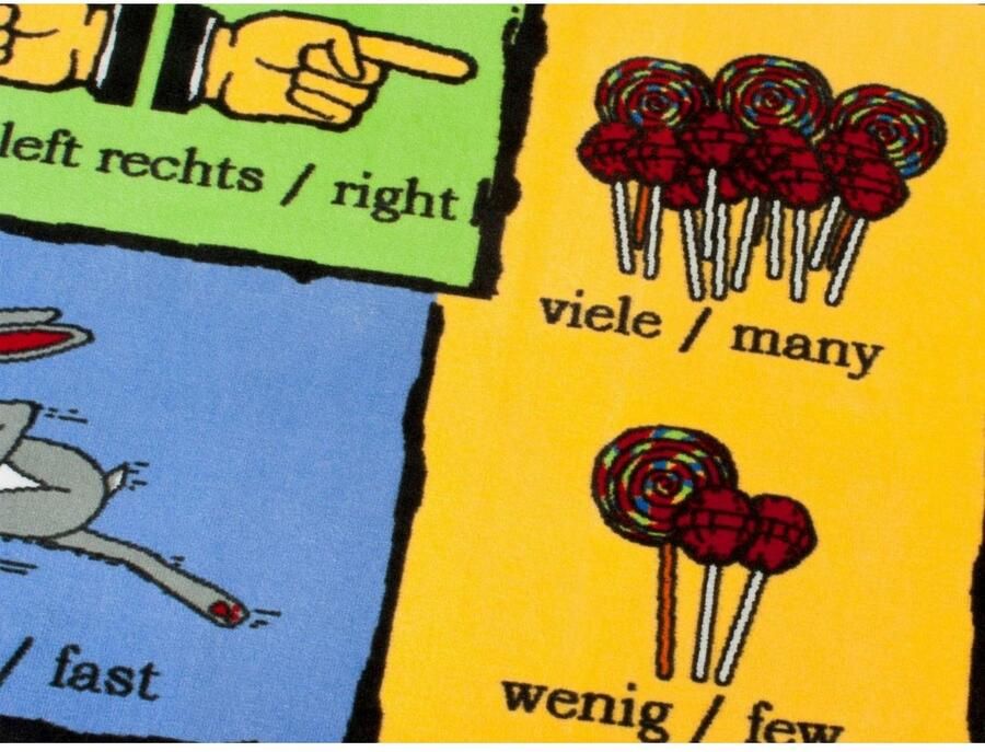 Primaflor-Ideen in Textil Kindervloerkleed TEGENSTELLINGEN gemaakt in België Educatief speelkleed tegenstellingen leren kinderkamer