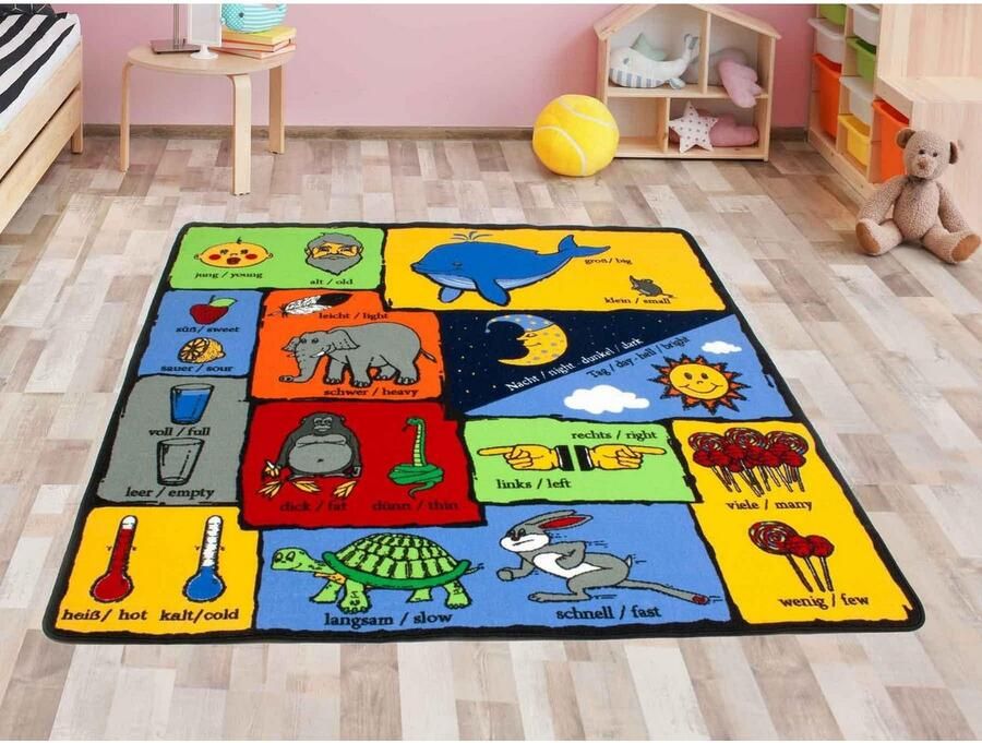 Primaflor-Ideen in Textil Kindervloerkleed TEGENSTELLINGEN gemaakt in België Educatief speelkleed tegenstellingen leren kinderkamer - Foto 5