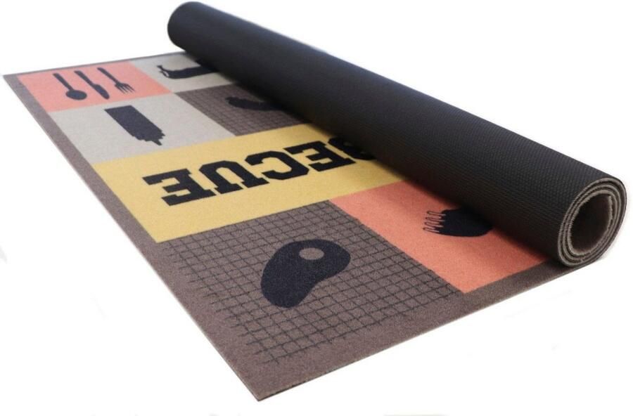 Primaflor-Ideen in Textil Mat BBQ grillmat BARBECUE CHECKS Barbecuemat ideaal als vloerbescherming met tekst antislip wasbaar - Foto 5