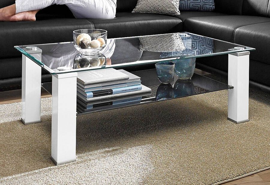 PRO Line Salontafel met glasplaat glasplateau frame van hout rechthoekig