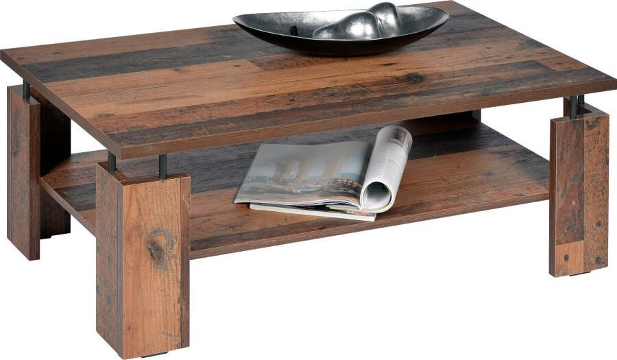 PRO Line Salontafel van hout met plank afstandhouder tussen frame en plaat