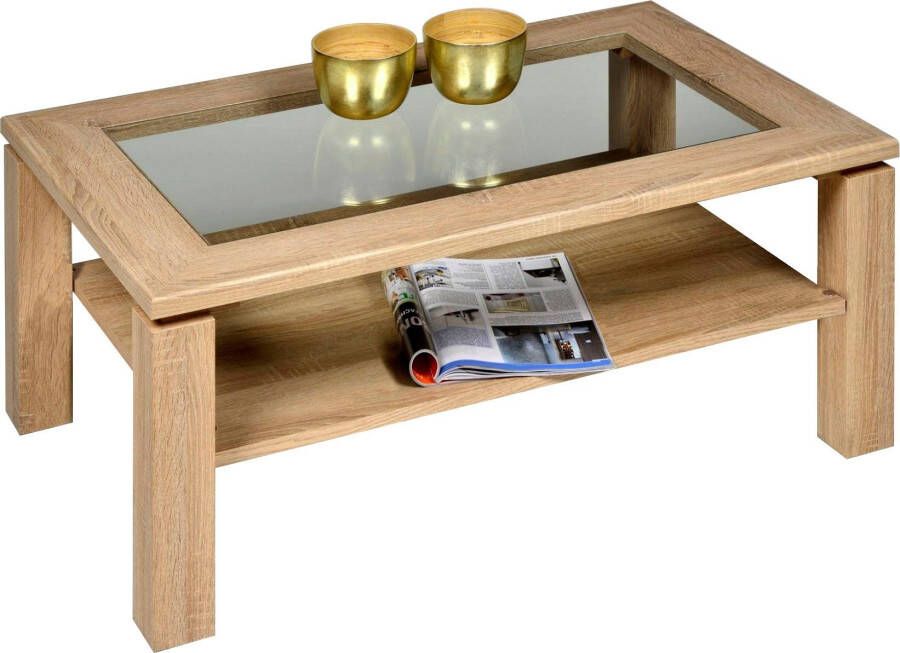 PRO Line Salontafel van hout met plank naar keuze met houten plaat of inlay