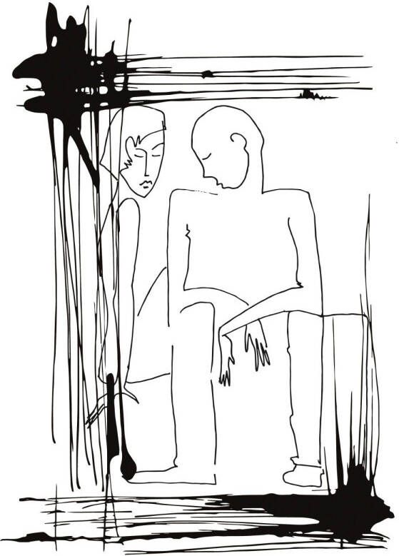 Queence Artprint op acrylglas Man en vrouw