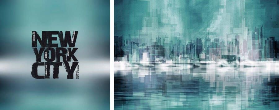 Queence Artprint op linnen New York City Premium canvasstof handgemaakt in Duitsland uitspraak 2-delige set (set) - Foto 5