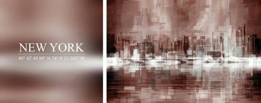 Queence Artprint op linnen New York Premium canvasstof handgemaakt in Duitsland uitspraak 2-delige set (set) - Foto 5