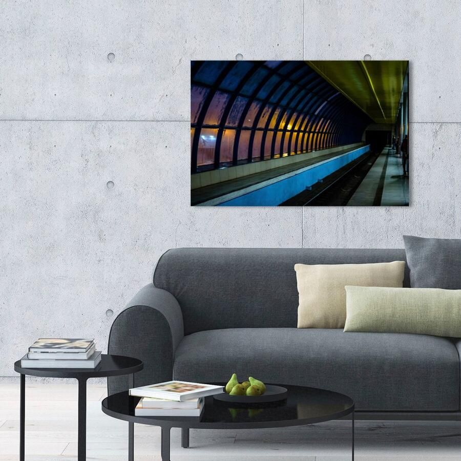 Queence Artprint op acrylglas Bahngleis Fine Art-print in galeriekwaliteit - Foto 2