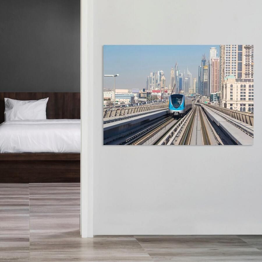 Queence Artprint op acrylglas Bahngleis Fine Art-print in galeriekwaliteit - Foto 2