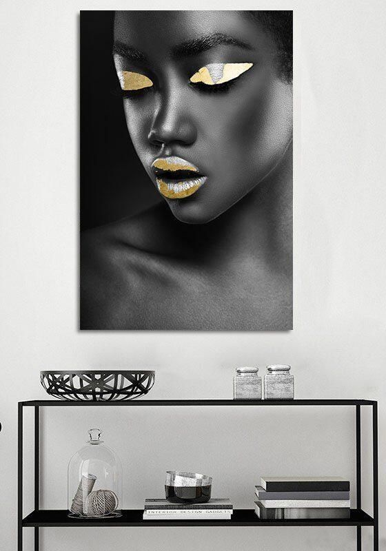 Queence Artprint op acrylglas Bastet met de hand ingewerkte bladgoud applicaties (1 stuk) - Foto 8