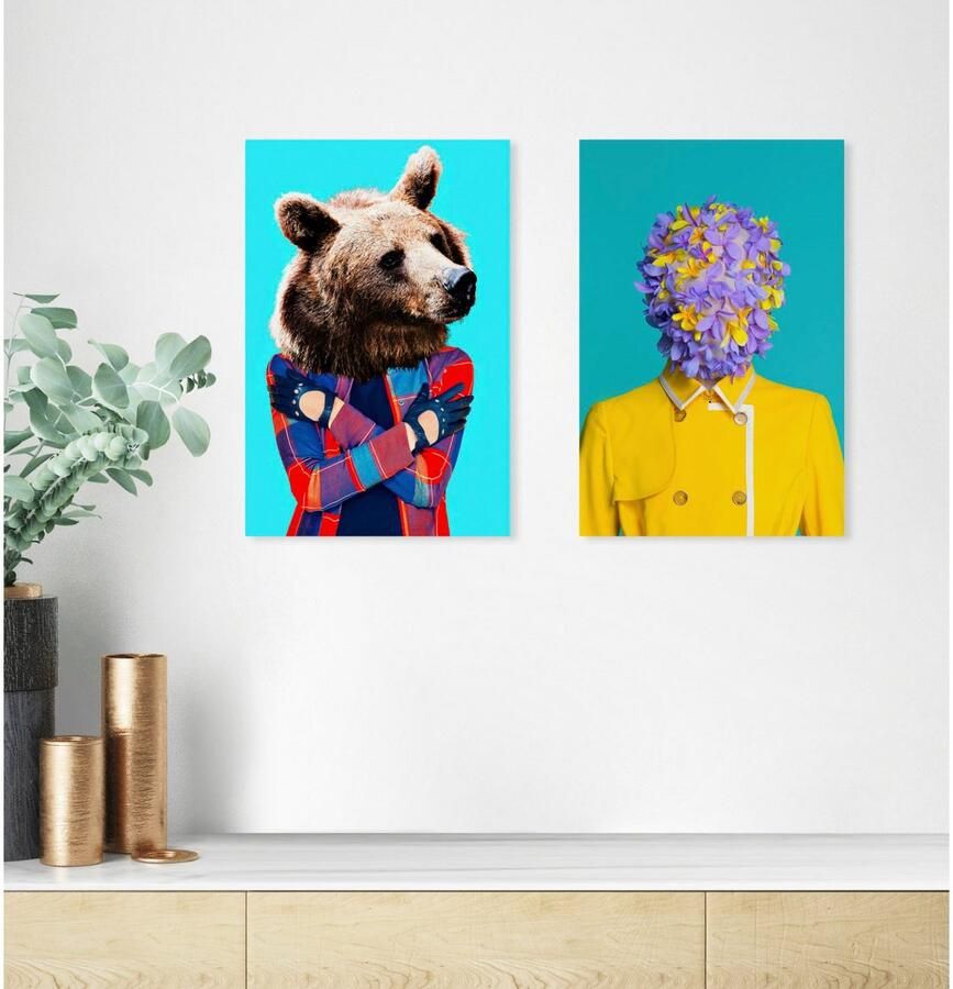 Queence Artprint op acrylglas Bloemenkop Fine Art-print in galeriekwaliteit