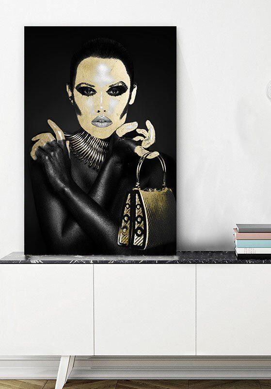 Queence Artprint op acrylglas Chensit met de hand ingewerkte bladgoud applicaties (1 stuk)