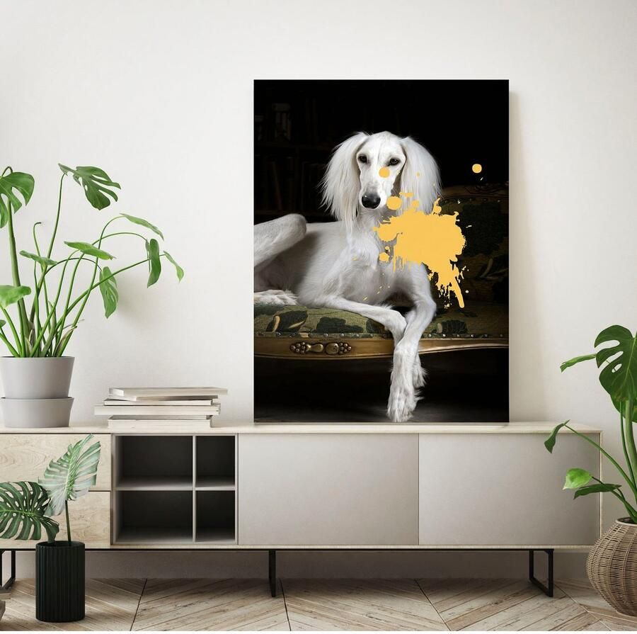 Queence Artprint op acrylglas Hond met kleurvlek Fine Art-print in galeriekwaliteit - Foto 2