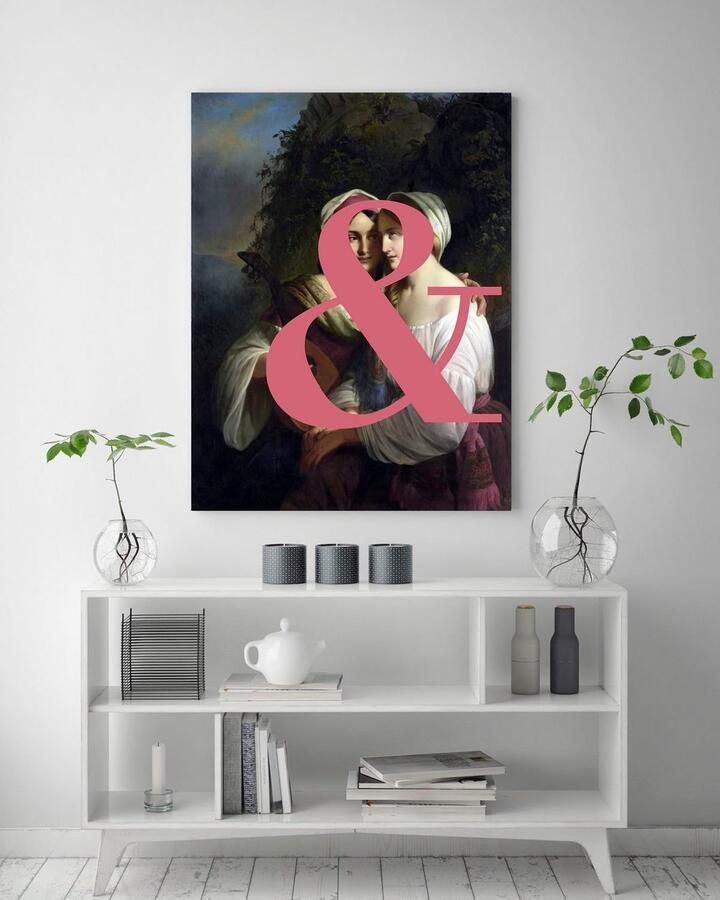Queence Artprint op acrylglas Liefdeskoppel met kleurvlek Fine Art-print in galeriekwaliteit - Foto 3