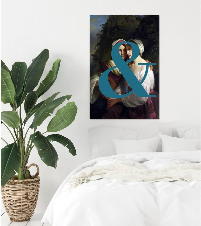 Queence Artprint op acrylglas Liefdeskoppel met kleurvlek Fine Art-print in galeriekwaliteit - Foto 2