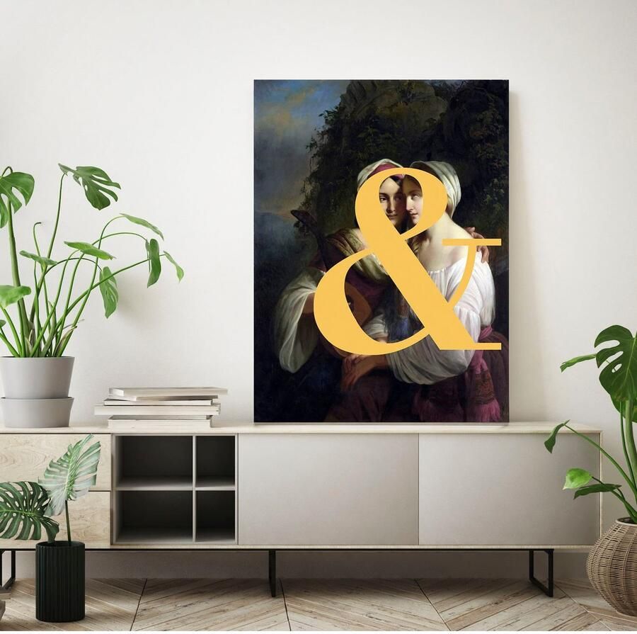 Queence Artprint op acrylglas Liefdeskoppel met kleurvlek Fine Art-print in galeriekwaliteit - Foto 2