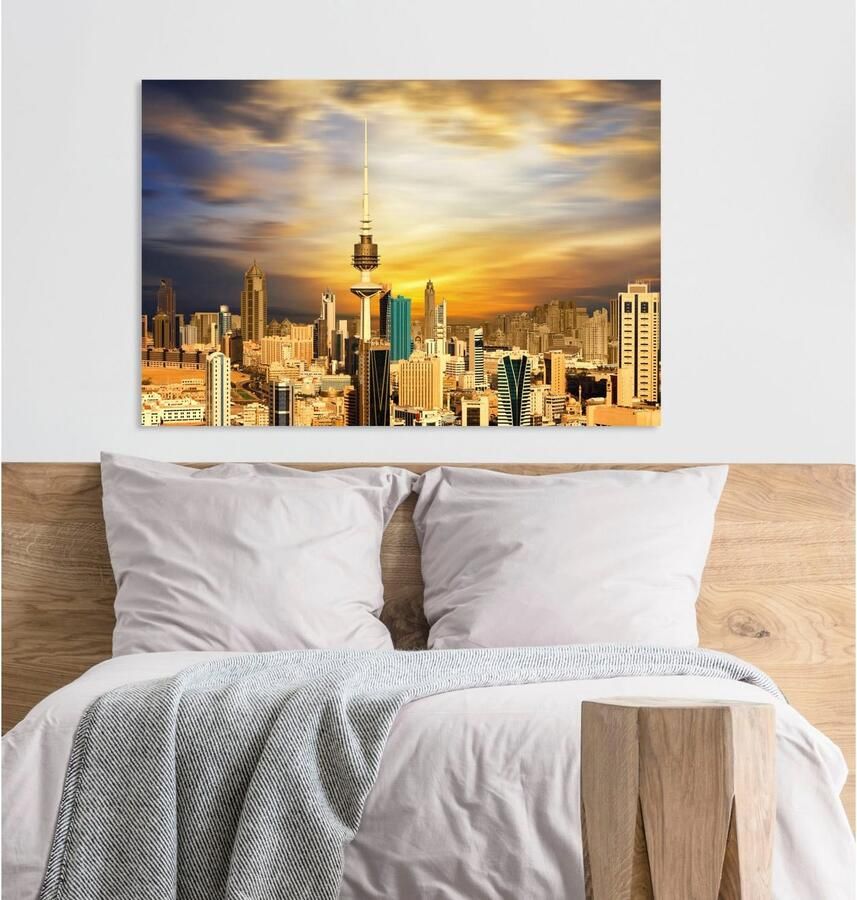 Queence Artprint op acrylglas Skyline Fine Art-print in galeriekwaliteit