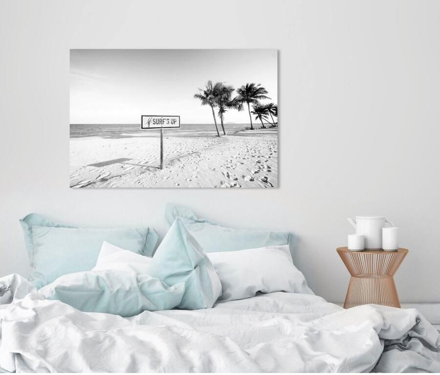 Queence Artprint op acrylglas Surf's up strand Fine Art-print in galeriekwaliteit - Foto 3