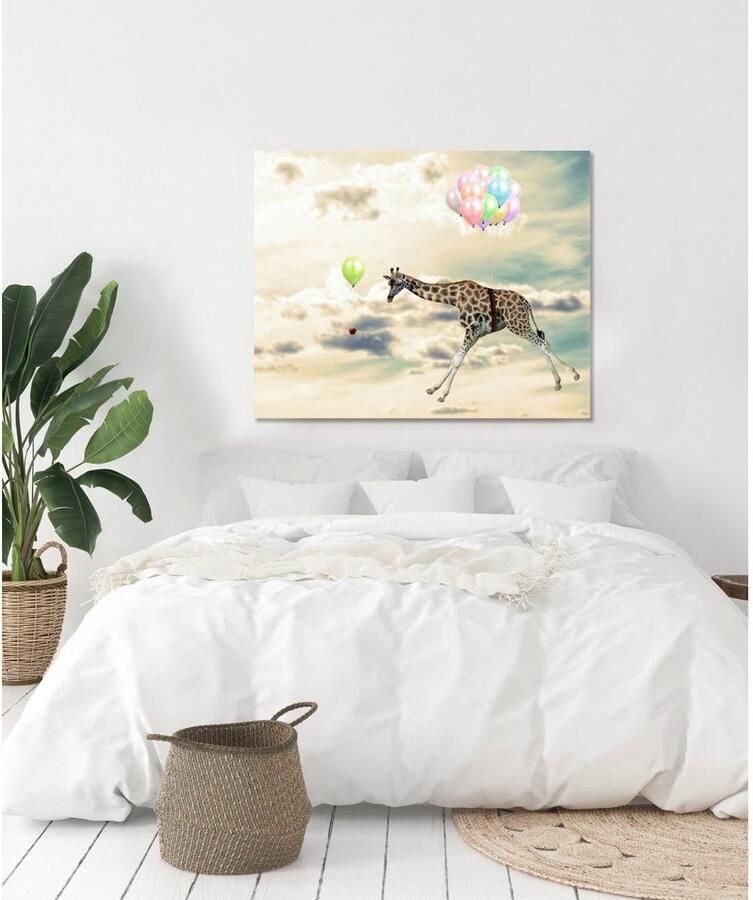 Queence Artprint op acrylglas Vliegende giraf Fine Art-print in galeriekwaliteit - Foto 2