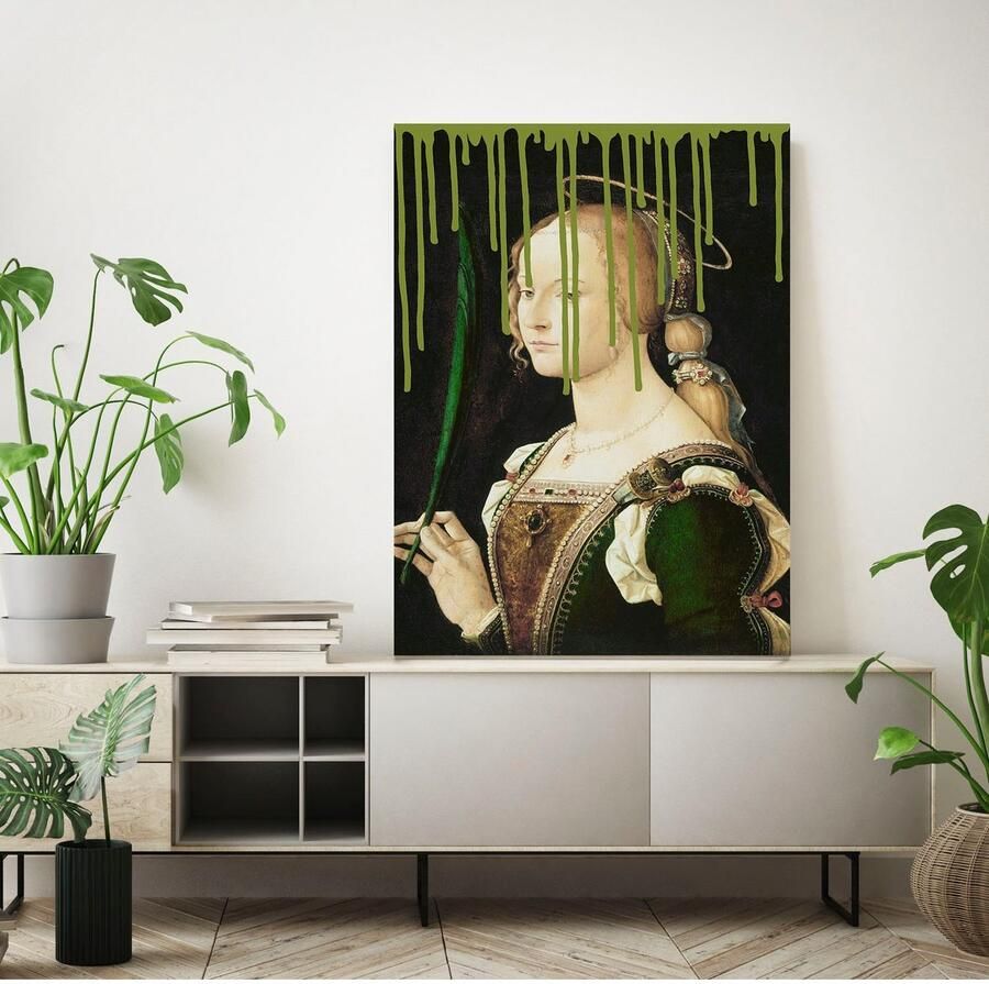 Queence Artprint op acrylglas Vrouw met kleurvlek Fine Art-print in galeriekwaliteit - Foto 2