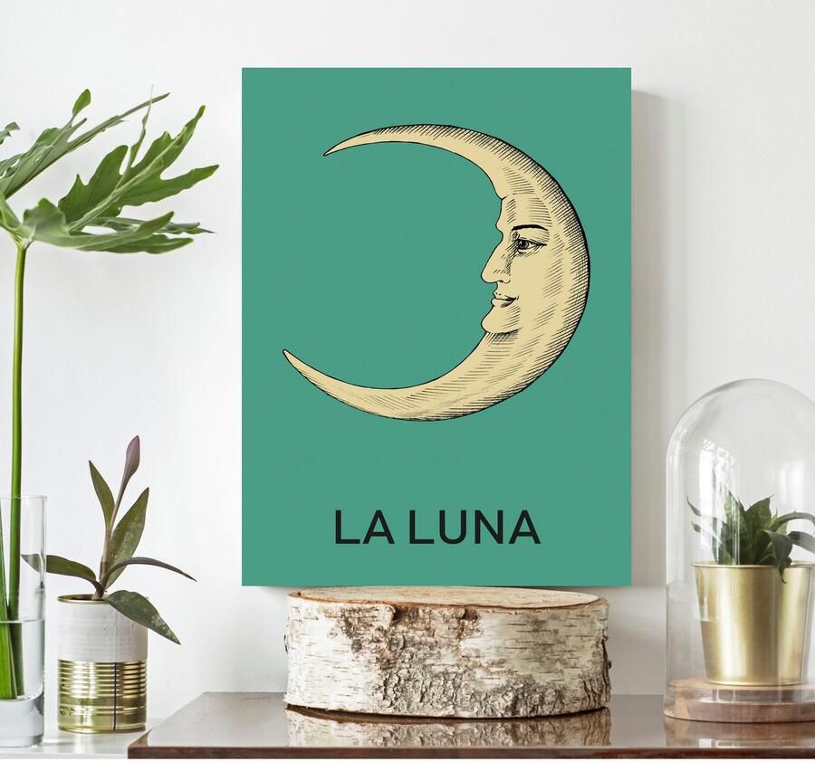 Queence Artprint op linnen De maan Premium canvasstof handgemaakt in Duitsland - Foto 2
