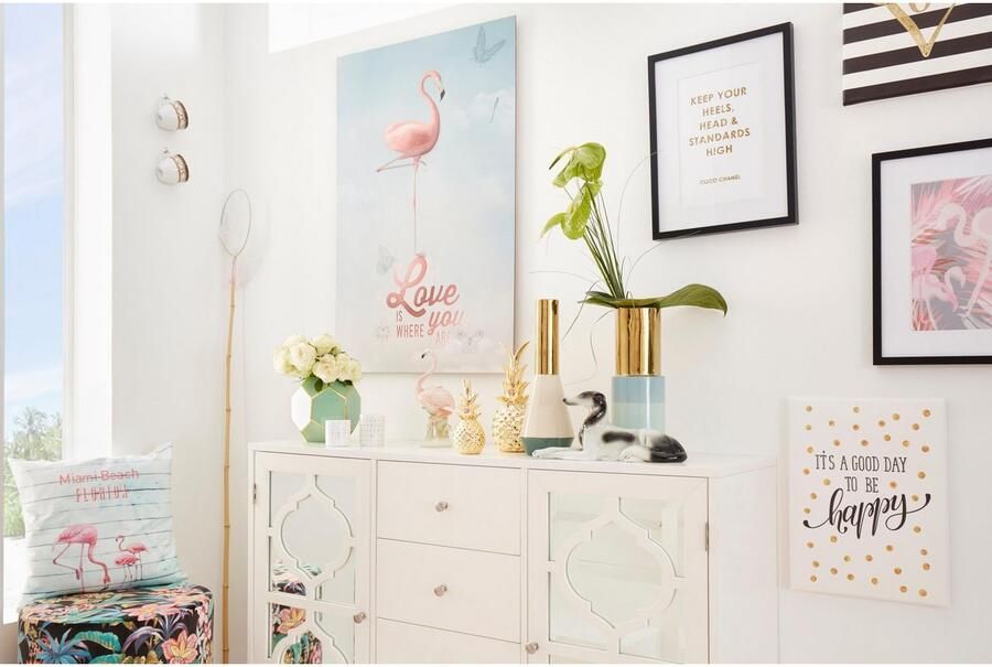 Queence Wanddecoratie Flamingo HD premium posterdruk incl. houten lijst - Foto 7