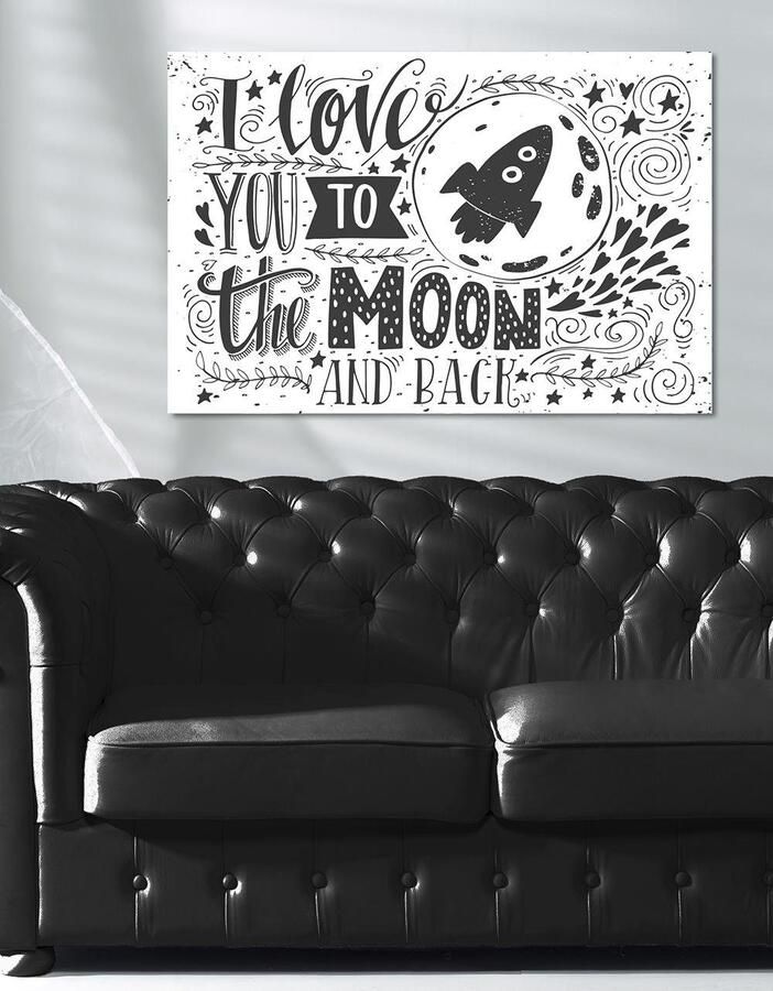 Queence Artprint op linnen Moon Premium canvasstof handgemaakt in Duitsland - Foto 3