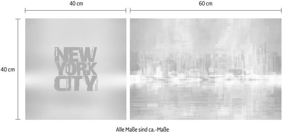Queence Artprint op linnen New York City Premium canvasstof handgemaakt in Duitsland uitspraak 2-delige set (set) - Foto 4