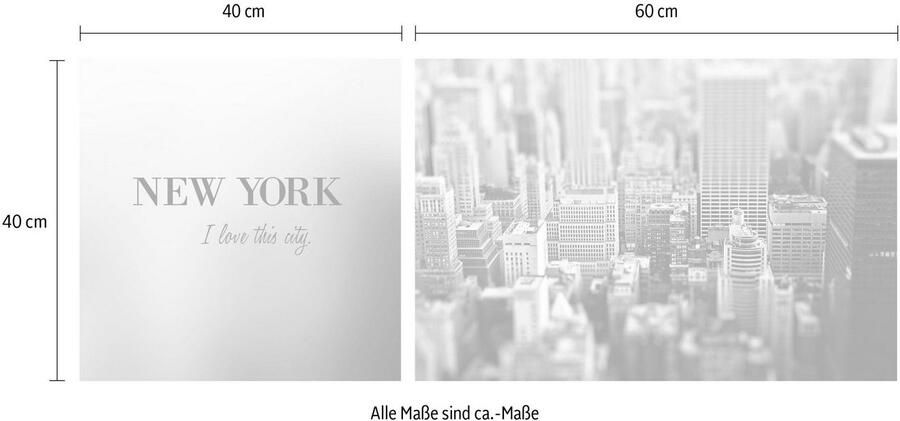 Queence Artprint op linnen New York Premium canvasstof handgemaakt in Duitsland uitspraak 2-delige set (set) - Foto 4