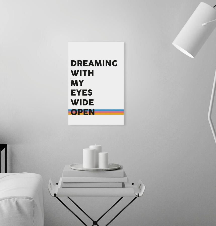 Queence Artprint op linnen Quote Dreaming Premium canvasstof handgemaakt in Duitsland - Foto 2